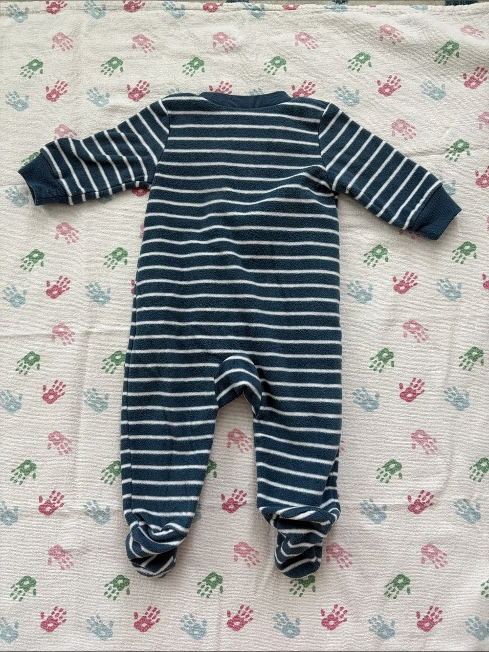 5for25  | Carter's Navy and White Striped Fleece Puppy Footie Pajamas